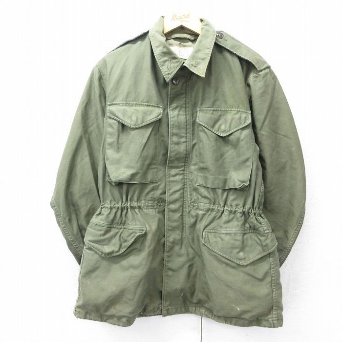【中古】古着 長袖 ビンテージ ヴィンテージ ミリタリー フィールドジャケット メンズ 50年代 50s M-51 USA製 アメリカ製 タロン 緑 グリーン 【spe】 Mサイズ 中古 アウター フライト
