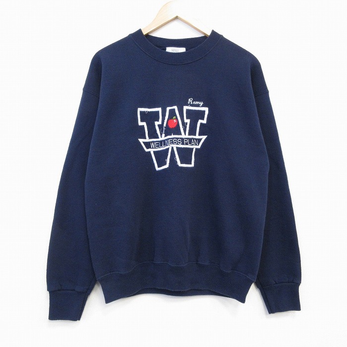 Z3583古着　スウェット　ネイビー　無地　90s Y2K 中古古着 長袖スウェット メンズ 90年代 90s ウェスト