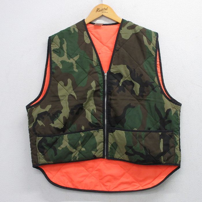 楽天市場】□ 迷彩 x 蛍光 オレンジ 中綿 ナイロン リバーシブル
