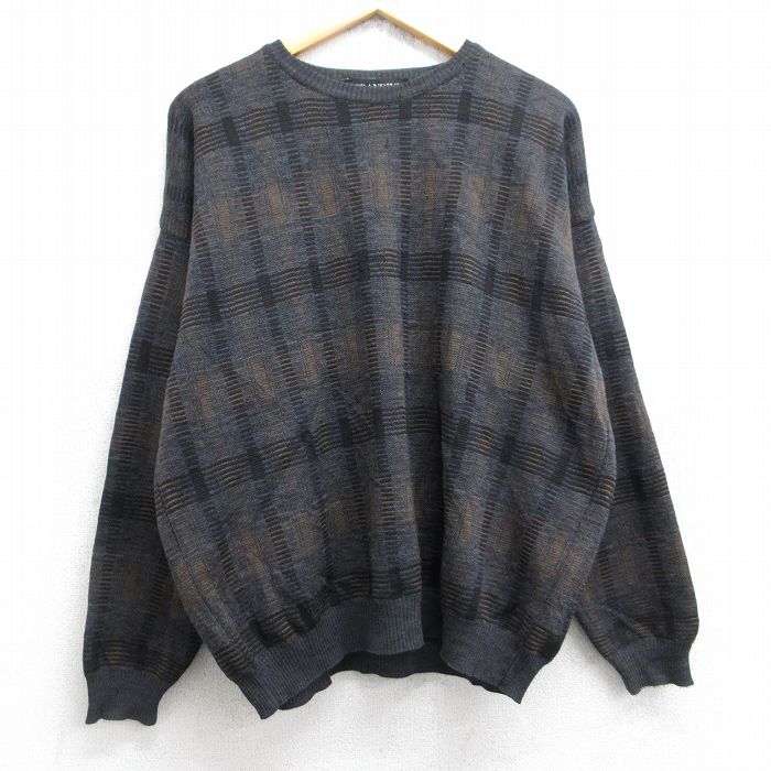 美品 60s BRENTWOOD Fine wool ニット　チェック柄カーキ 2a8070a5dfd726e6f99ad24c272842
