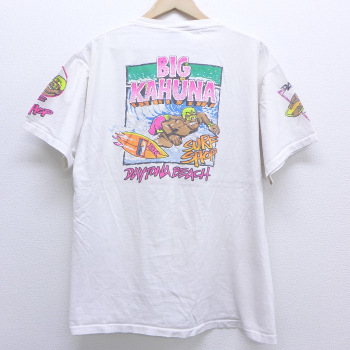 楽天市場 中古 古着 半袖 ビンテージ ヴィンテージ サーフtシャツ 90年代 90s デイトナビーチ サーフィン クルーネック 丸首 Usa製 アメリカ製 白 ホワイト Spe Xlサイズ 中古 メンズ 春夏 夏物 夏服 メンズファッション カットソー ティーシャツ ティシャツ