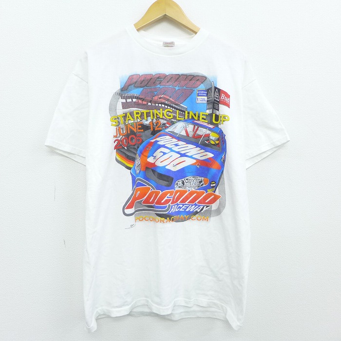 楽天市場 中古 古着 半袖tシャツ 00年代 00s レーシング Pocono コットン クルーネック 丸首 白 ホワイト Xlサイズ 中古 メンズ 春夏 夏物 夏服 メンズファッション カットソー ティーシャツ ティシャツ メンズtシャツ 半袖tシャツ 半袖ティーシャツ カジュアルt