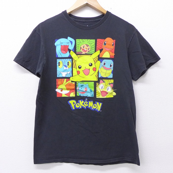 楽天市場 中古 古着 半袖tシャツ アニメ ポケモン ピカチュウ ヒトカゲ ゼニガメ コットン クルーネック 丸首 黒 ブラック Mサイズ 中古 メンズ 中古メンズ半袖プリントキャラクター 古着通販 ビンテージ古着屋rushout