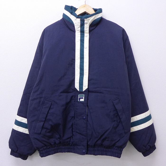 通販 冬服 冬物 秋服 秋物 秋冬 ウインドブレーカー アウター 中古 Spe ネイビー 紺 Fila フィラ 90s 90年代 ナイロンジャケット 長袖 レディース 中古 古着 カジュアル かわいい おしゃれ レディースファッション Lou Spmau Ac In