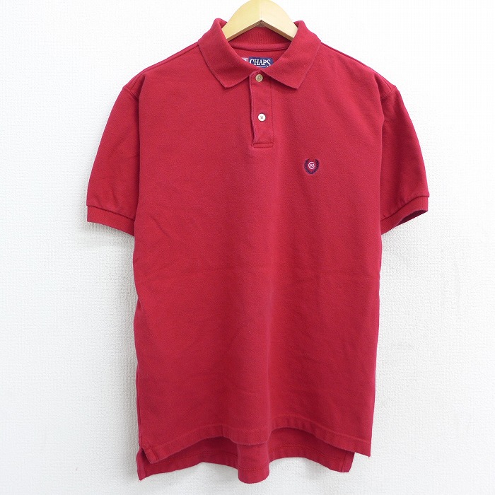 楽天市場 中古 古着 半袖 ブランド ポロシャツ 90年代 90s ラルフローレン Ralph Lauren チャップス ワンポイントロゴ コットン 赤 レッド Mサイズ 中古 メンズ トップス 春夏 春物 春服 夏物 夏服 カジュアルシャツ メンズファッション 半袖シャツ おしゃれ