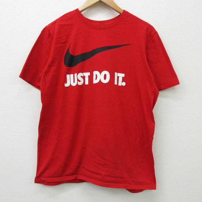 楽天市場】【中古】古着 ナイキ NIKE 半袖 ブランドTシャツ メンズ ビッグロゴ JUST DO IT コットン クルーネック 丸首 赤 レッド Lサイズ  中古 | 春夏 夏物 夏服 メンズファッション カットソー ティーシャツ ティシャツ メンズTシャツ 半袖Tシャツ 半袖ティーシャツ ...