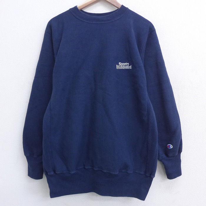 中古 古着 長袖 Champion チャンピオン リバースウィーブ 90年代 90s スポーツ 刺しゅう 紺 ネイビー Spe Lサイズ 中古 メンズスウェット スエット トレーナー トップス 春夏 春物 春服 秋冬 秋物 秋服 メンズ流行り物 カジュアル おしゃれ ファッション 古着 長袖 Champion