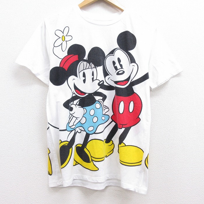 楽天市場 中古 古着 半袖tシャツ メンズ ディズニー Disney ミッキー Mickey Mouse ミニー 両面プリント クルーネック 丸首 白 ホワイト Mサイズ 中古 中古メンズ半袖プリントキャラクター 古着通販 ビンテージ古着屋rushout