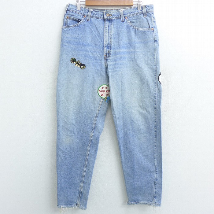 中古 古着 ジーンズ Levis リーバイス 550 メンズ テーパード ヒゲ ワッペン コットン 薄紺 ネイビー デニム W35 中古 ボトムス ジーパン Gパン ロングパンツ 春夏 春物 春服 秋冬 秋物 秋服 長ズボン カジュアル メンズファッション ファッション おしゃれ