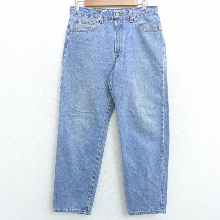 中古 古着 ジーンズ Levis リーバイス 550 メンズ 90年代 90s テーパード ヒゲ コットン Usa製 アメリカ製 紺 ネイビー デニム W33 中古 ボトムス ジーパン Gパン ロングパンツ 春夏 春物 春服 秋冬 秋物 秋服 長ズボン カジュアル メンズファッション