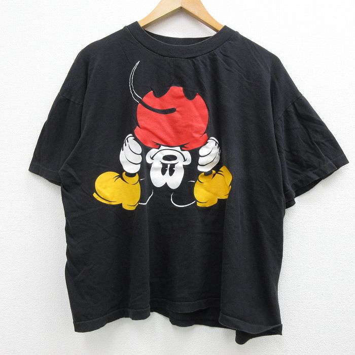 中古 古着 半袖 ビンテージ ヴィンテージtシャツ メンズ 90年代 90s ディズニー Disney ミッキー Mickey Mouse 大きいサイズ 2l Ll ビッグシルエット ゆったり ビッグサイズ オーバーサイズ クルーネック 丸首 黒 ブラック Spe Xlサイズ 中古 Andapt Com