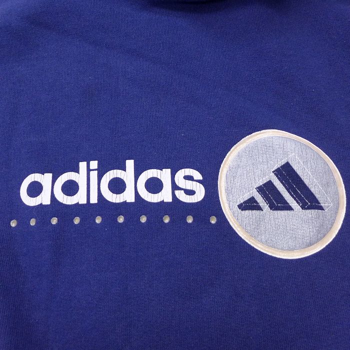 中古 古着 アディダス Adidas 長袖スウェットパーカー メンズ 90年代 90s ビッグロゴ 大きいサイズ 2l Ll ビッグシルエット ゆったり ビッグサイズ オーバーサイズ ロング丈 紺 ネイビー 3本ライン Xlサイズ 中古 スエット トレーナー トップス 春夏 春物 春服 秋