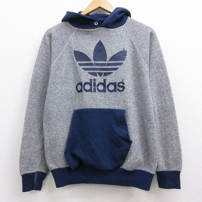 中古 古着 アディダス Adidas 長袖スウェットパーカー メンズ 80年代 80s ビッグロゴ リーフ トレフォイル ラグラン ツートンカラー バイ カラー グレー 霜降り Spe Mサイズ 中古 スエット トレーナー トップス 春夏 春物 春服 秋冬 秋物 秋服 メンズファッシ Andapt Com