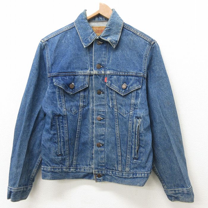 中古 古着 Levis リーバイス 長袖 ジージャン メンズ 90年月 90s コットン Usa製 米国製 ネイヴィー ダーク ブルー デニム S号 ちっぽけサイズ 中古 アウター Gジャンヤッケ プリンタン夏時 春物 春衣服 秋場冬 秋物 秋服 心安い メンズファッション ファッション