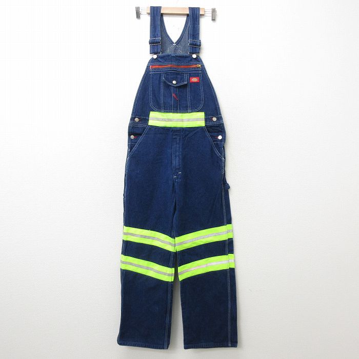 中古 古着 ディッキーズ Dickies オーバーオール メンズ リフレクター 紺 ネイビー デニム W28 中古 ボトムス 春夏 春物 春服 秋冬 秋物 秋服 長ズボン カジュアル メンズファッション ファッション おしゃれ Cdm Co Mz