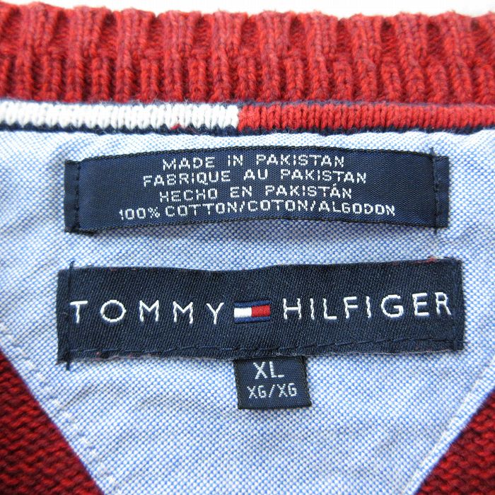 中古 古着 トミーヒルフィガー Tommy Hilfiger 長袖 ブランド セーター メンズ ワンポイントロゴ コットン クルーネック 丸首 赤 レッド Xlサイズ 中古 ニット トップス 春夏 春物 春服 秋冬 秋物 秋服 メンズファッション カジュアル おしゃれ ファッション Fitolab Com Br