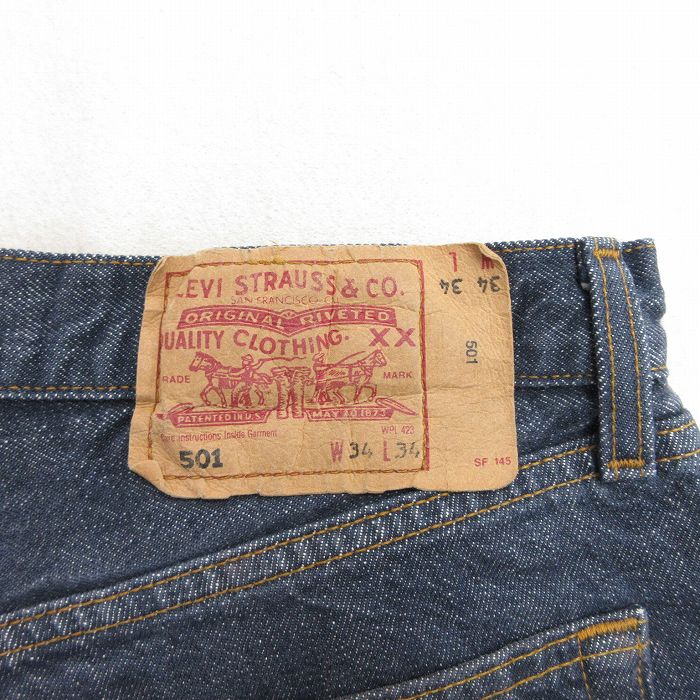 中古 古着 ジーンズ Levis リーバイス 501 メンズ コットン 濃紺 ネイビー デニム W33 中古 ボトムス ジーパン Gパン ロングパンツ 春夏 春物 春服 秋冬 秋物 秋服 長ズボン カジュアル メンズファッション ファッション おしゃれ Liceochiloe Cl