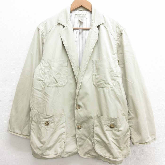 中古 古着 バナナリパブリック Banana Republic 長袖ジャケット メンズ 90年代 90s コットン 薄ベージュ カーキ Lサイズ 中古 アウター ジャンパー ブルゾン 春夏 春物 春服 秋冬 秋物 秋服 カジュアル メンズファッション ファッション おしゃれ カジュアルジャ