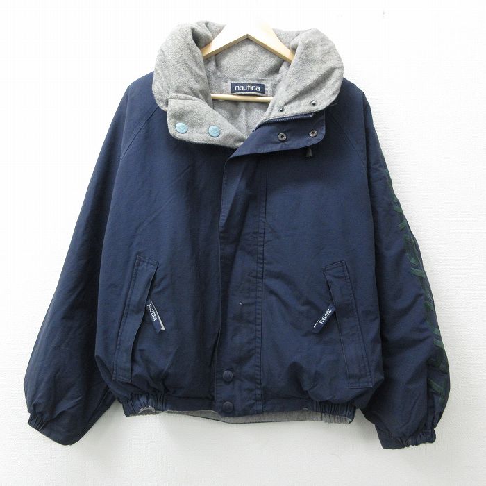 中古 古着 ノーティカ Nautica 長袖 ブランド セーリングジャケット メンズ 90年代 90s ビッグロゴ 刺繍 大きいサイズ 2l Ll ビッグシルエット ゆったり ビッグサイズ オーバーサイズ ラグラン リバーシブル 紺他 ネイビー Xlサイズ 中古 アウター 秋冬 秋物 秋服 Ipag Org