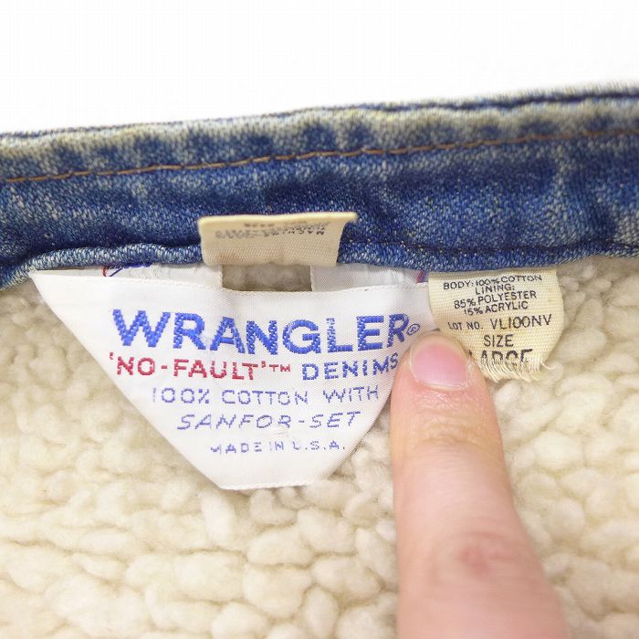 中古 古着 ラングラー Wrangler デニム ボアベスト メンズ 80年代 80s コットン Vネック Usa製 アメリカ製 紺 ネイビー Mサイズ 中古 アウター 春夏 春物 春服 秋冬 秋物 秋服 カジュアル メンズファッション ファッション おしゃれ カジュアルジャケット Morombi Com Py