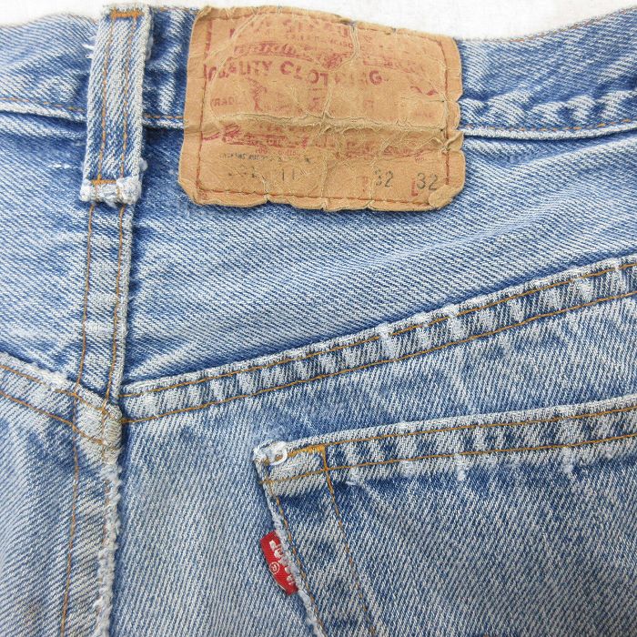 中古 古着 ジーンズ Levis リーバイス 501 メンズ 90年代 90s コットン ヒゲ Usa製 アメリカ製 紺 ネイビー デニム W32 中古 ボトムス ジーパン Gパン ロングパンツ 春夏 春物 春服 秋冬 秋物 秋服 長ズボン カジュアル メンズファッション ファッション