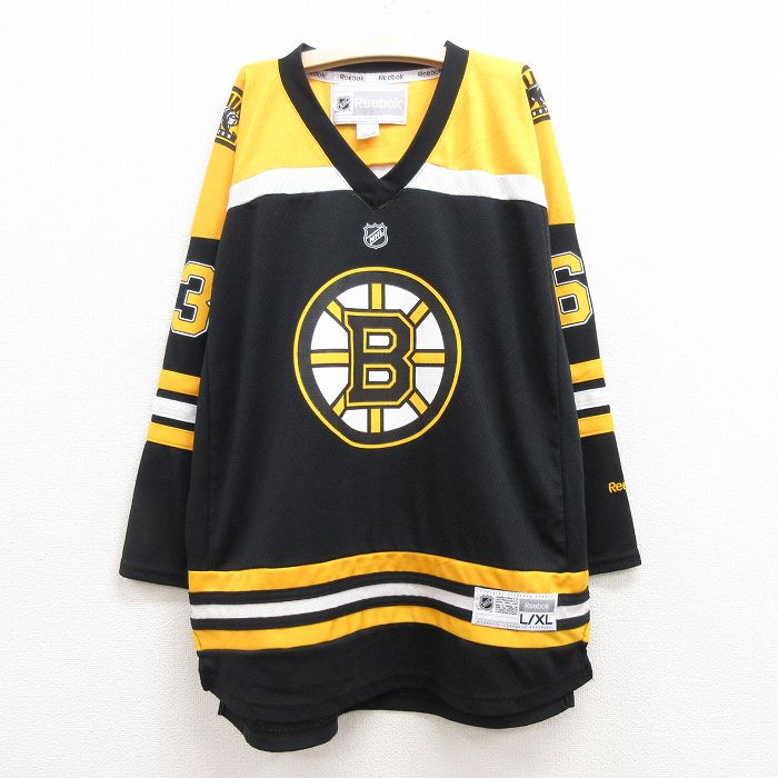 古着 リーボック Reebok 長袖 アイスホッケー ジャージtシャツ キッズ ボーイズ 子供服 Nhl ボストンブルーインズ ブラッドマルシャン Vネック 黒他 ブラック ユニフォーム ゲームシャツ 春夏 春物 春服 秋冬 秋物 秋服 女の子 子ども服 こども服 カジュアル 激安大特価