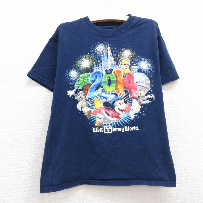 日本限定モデル 中古 古着 ヘインズ Hanes 半袖tシャツ キッズ ボーイズ 子供服 ディズニー Disney ミッキー Mickey Mouse ドナルド コットン クルーネック 丸首 紺 ネイビー 春夏 春物 春服 秋冬 秋物 秋服 女の子 子ども服 こども服 カジュアル ファッション おしゃれ