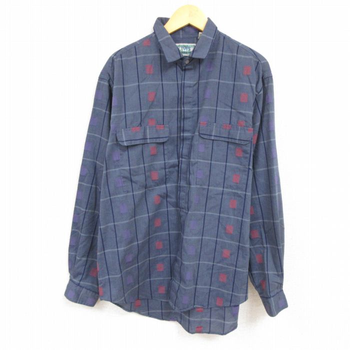 メーカー直送 中古 古着 リーバイス Levis 長袖 ブランドシャツ メンズ 90年代 90s 濃グレー他 チェック Lサイズ トップス 春夏 春物 春服 秋冬 秋物 秋服 カジュアルシャツ メンズファッション 長袖シャツ おしゃれ カジュアル