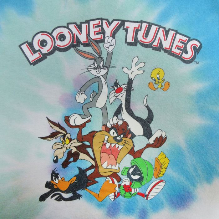 古着 半袖tシャツ Looney Mサイズ Tunes クルーネック コットン タイダイ トゥイーティー バッグスバニー メンズ ルーニーテューンズ 中古 中古メンズ半袖プリントキャラクター 丸首 水色他 夏セール開催中 メンズ