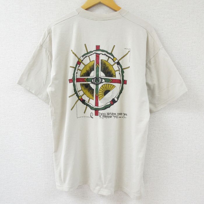 市場 中古 クルーネック 目 00年代 メンズ 古着 00s ヴィンテージtシャツ 半袖 ビンテージ 十字架 ベージュ Xlサイズ Spe カーキ 丸首 春夏