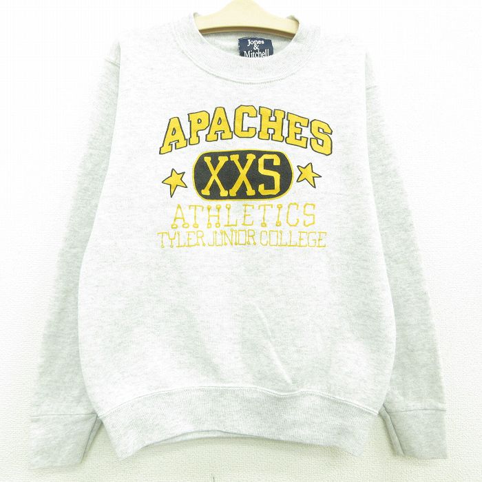 新商品 古着 長袖 トップス キッズ ボーイズ 子供服 90年代 90s APACHES カレッジ コットン クルーネック 丸首 USA製 アメリカ製  薄グレー 霜降り 春夏 春物 春服 秋冬 秋物 秋服 女の子 子ども服 こども服 カジュアル ファッション おしゃれ かわいい  target-mkd.es