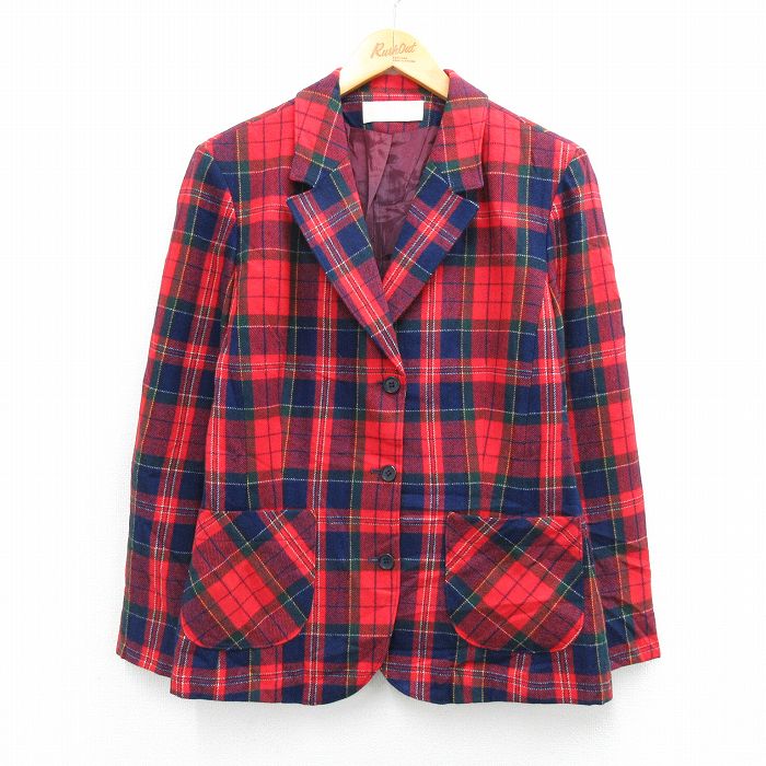 美品USA製80sPENDLETONシンサレートウールチェックブルゾンジャケット アレッタ ヴィータ Aletta vita フェイクリングウールチェックブルゾン