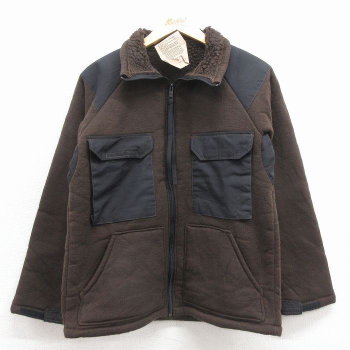 【中古】古着 長袖 ミリタリー ベア パイル フリース ジャケット メンズ 90年代 90s USA製 こげ茶 25nov12