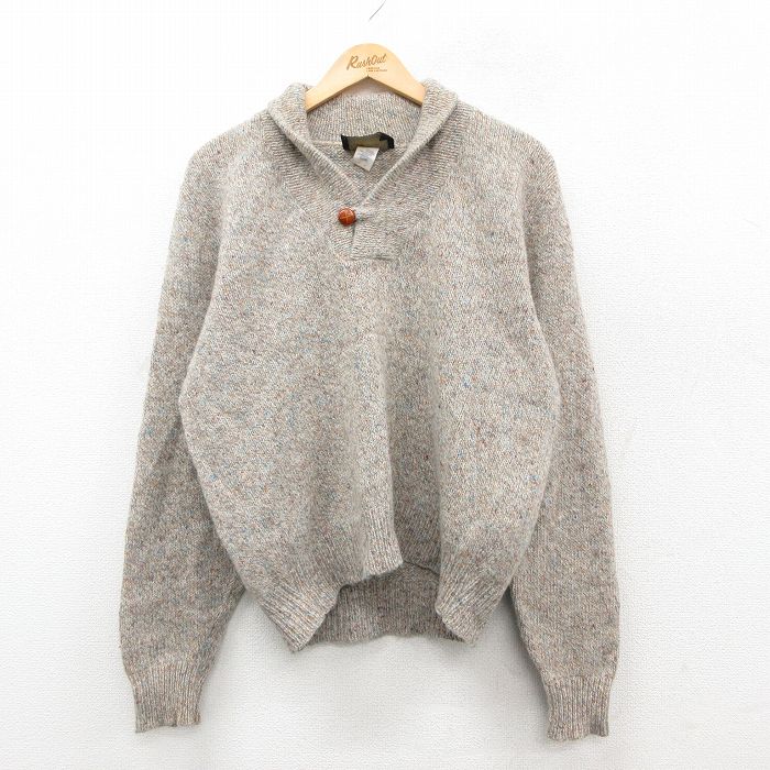 【中古】古着 長袖 セーター メンズ 90年代 90s ウール ショールカラー USA製 ベージュ他 25nov18