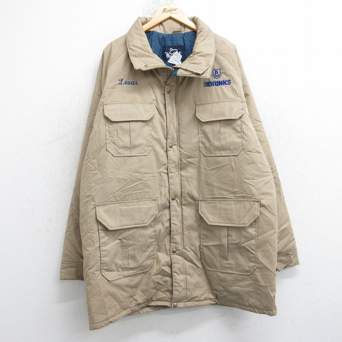 【中古】古着 ウールリッチ 長袖 マウンテン ジャケット メンズ 80年代 80s BRINKS ラグラン 大きいサイズ ロング丈 USA製 ベージュ 25nov20
