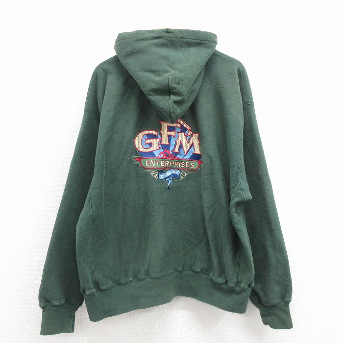 【中古】古着 長袖 チャンピオン Champion リバースウィーブ パーカー メンズ 00年代 00s GFM 刺繍 大きいサイズ 緑【spe】 25nov25
