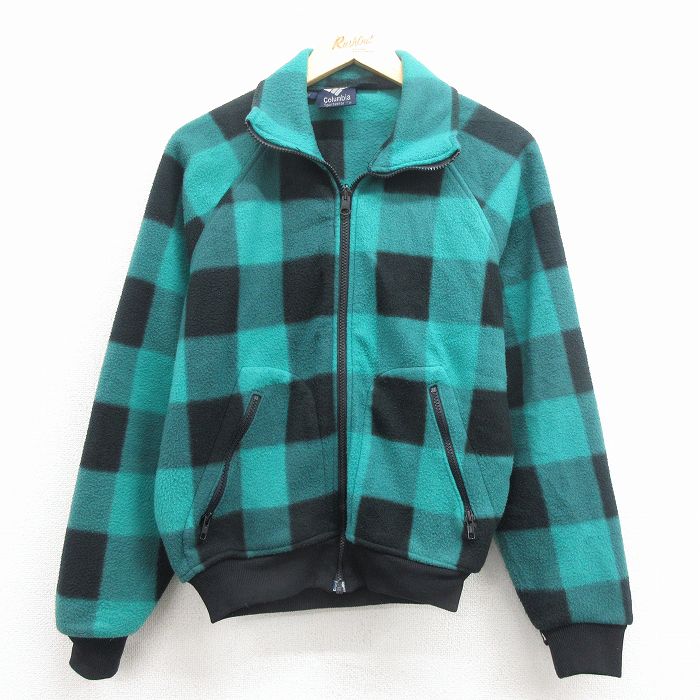 【中古】古着 コロンビア 長袖 フリース ジャケット メンズ 90年代 90s ラグラン 青緑【spe】 25dec01