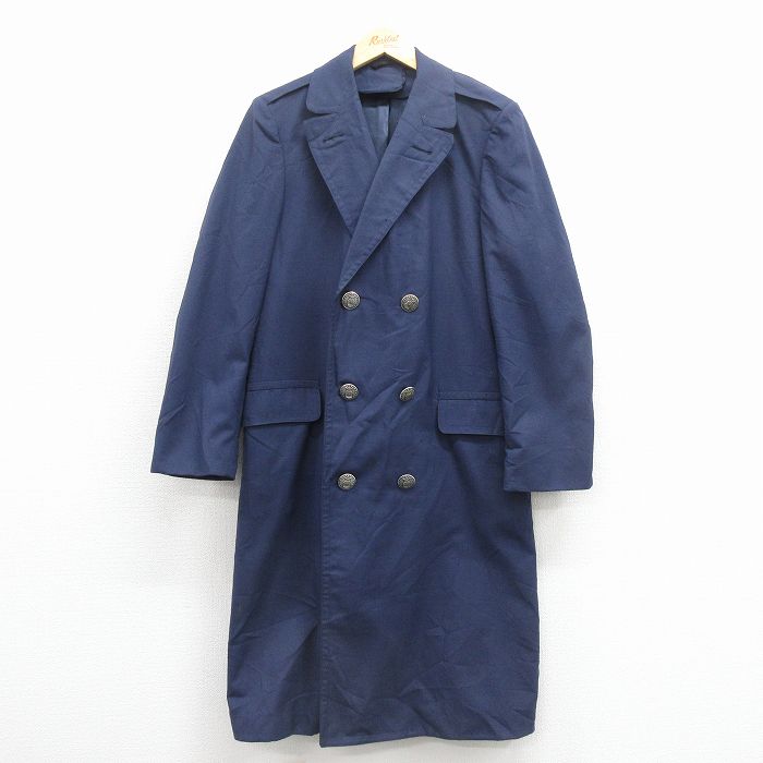 【中古】古着 長袖 ビンテージ ミリタリー コート メンズ 70年代 70s ロング丈 USA製 濃紺【spe】 25dec02