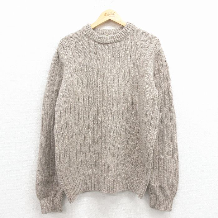【中古】古着 エルエルビーン 長袖 セーター メンズ 00年代 00s 無地 ラムウール クルーネック ベージュ 霜降り【spe】 25dec02
