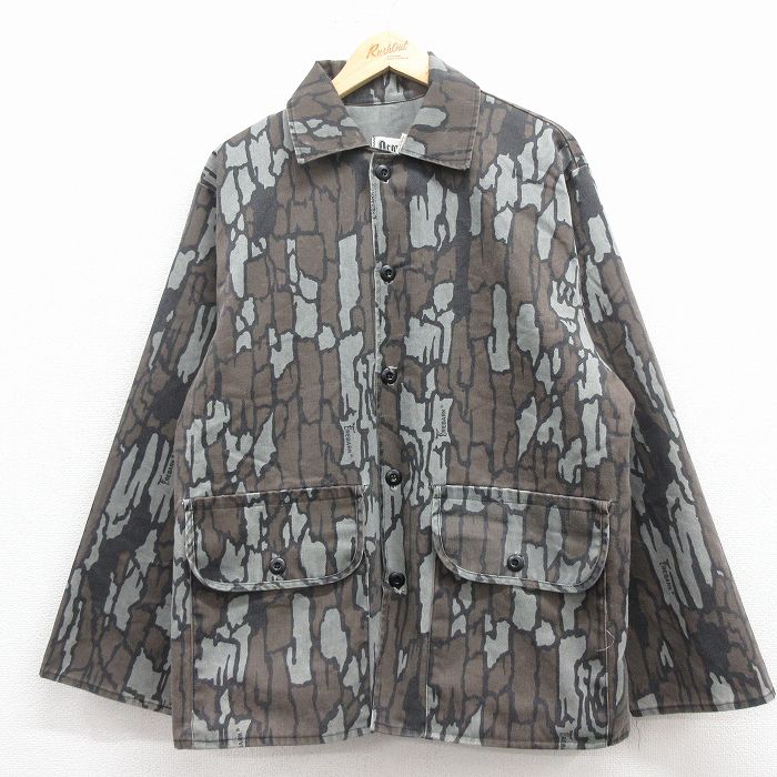 【中古】古着 長袖 ハンティング ジャケット メンズ 90年代 90s TREBARK USA製 こげ茶 迷彩 25dec03