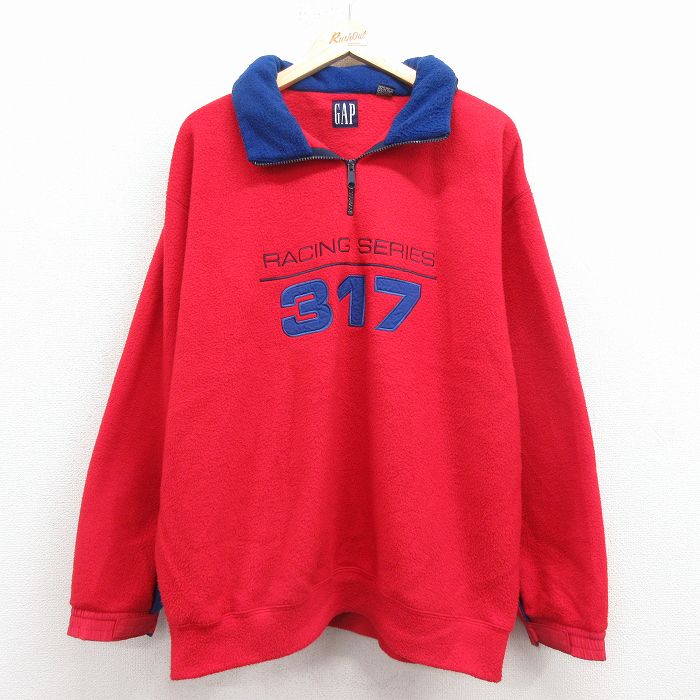 【中古】古着 ギャップ GAP 長袖 ハーフジップ フリース ジャケット メンズ 90年代 90s レーシング 赤他【spe】 25dec08