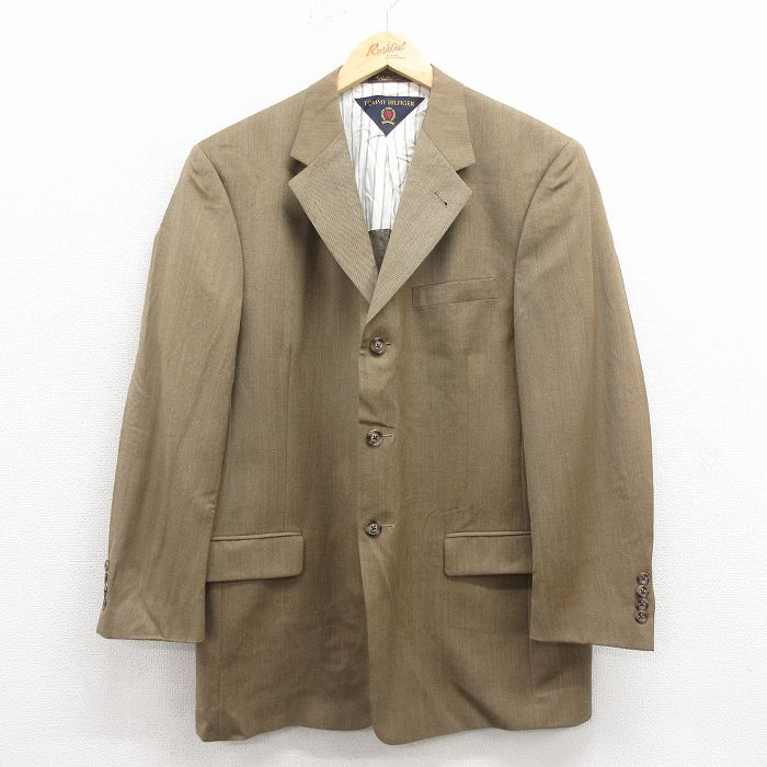 【中古】古着 トミーヒルフィガー 長袖 ブランド テーラード ジャケット メンズ 90年代 90s ウール USA製 ベージュ 25dec15