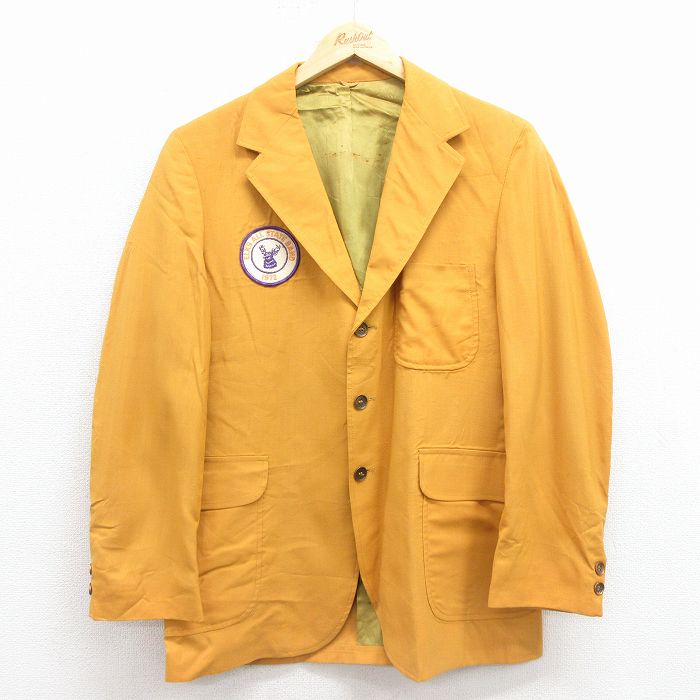 【中古】古着 長袖 ビンテージ テーラード ジャケット メンズ 70年代 70s シカ 黄 25dec15