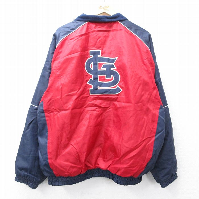 【中古】古着 長袖 ジャケット メンズ 00年代 00s MLB セントルイスカージナルス 刺繍 ラグラン リバーシブル 大きいサイズ 赤他 内側キルティング 内側フリース【spe】 25dec16