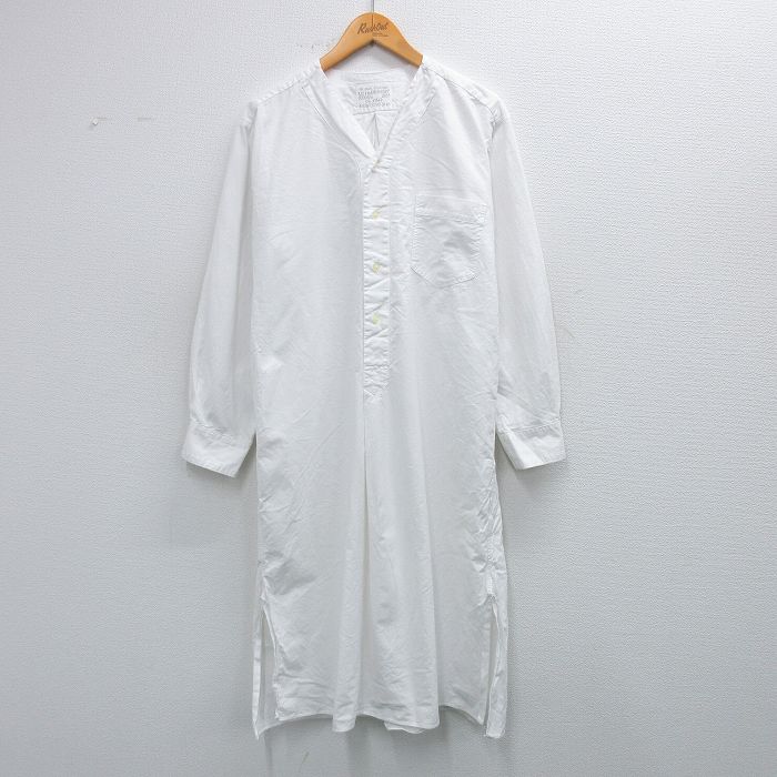 【中古】古着 長袖 ビンテージ ミリタリー ホスピタル シャツ メンズ 60年代 60s ロング丈 白 25dec22