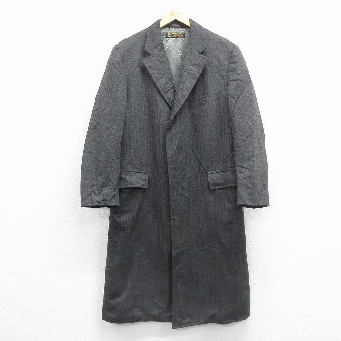 【中古】古着 ブルックスブラザーズ 長袖 ウール コート メンズ 90年代 90s ロング丈 ツイード USA製 グレー他【spe】 26jan08