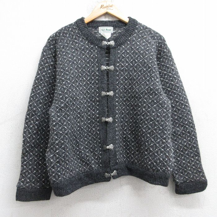 【中古】古着 エルエルビーン 90s 長袖編み物ジレー レディース 90日にち 濃薄墨色 絨毛 ノース製 バーズアイ 途轍も無い大いさ アメカジ 表どおり 心地好い【spe】 26jan16 レディースファッション-ニット・セーター-トップス