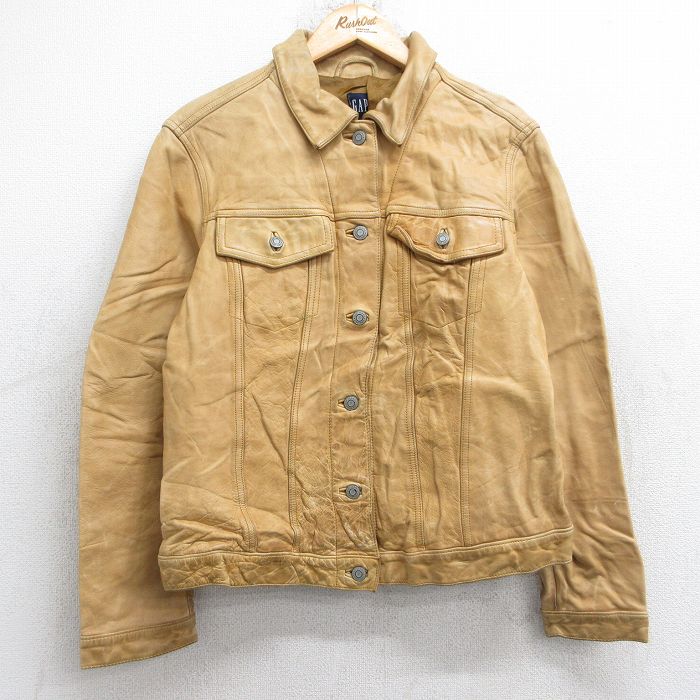古着 ギャップ GAP 長袖 レザー ジャケット レディース 00年代 00s ベージュ系 26jan16