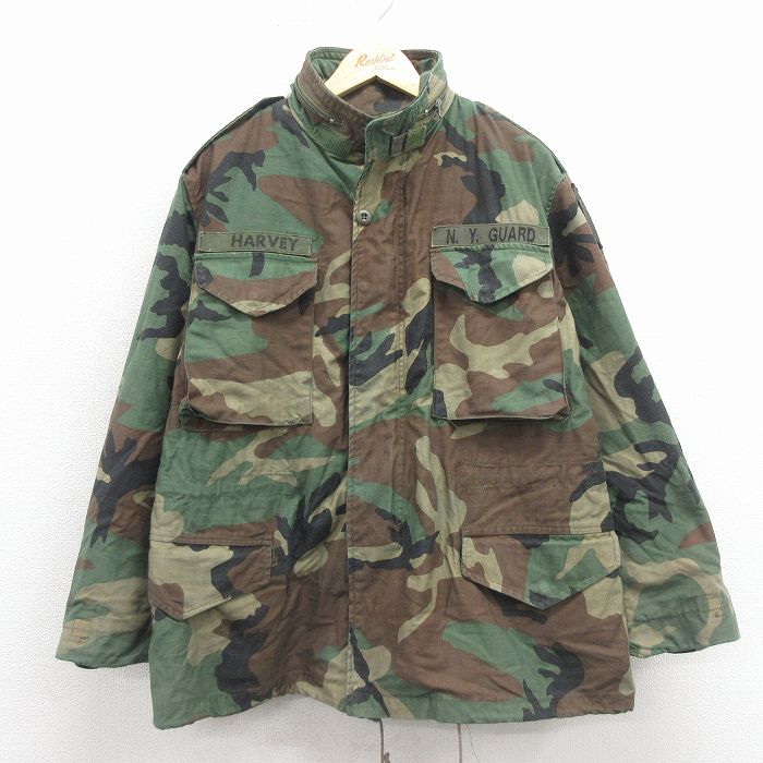 【中古】古着 長袖 ミリタリー フィールド ジャケット メンズ 80年代 80s M-65 ウッドランドカモ USA製 緑 迷彩【spe】 26jan17