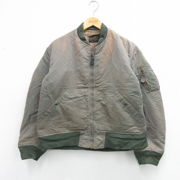 【中古】古着 50s ミリタリー上衣 メンズ 翠緑 ヴィンテージ 長袖 内部毛革 アメカジ 表どおり 心地好い 好いたらしいめ レトロ 年寄りの【spe】 26jan17 メンズファッション-コート・ジャケット